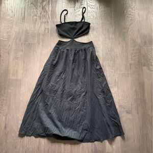 Crescent Black Skirt Cut Out Dress